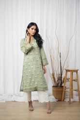 DC-0437 GREEN EMBROIDERED KURTA